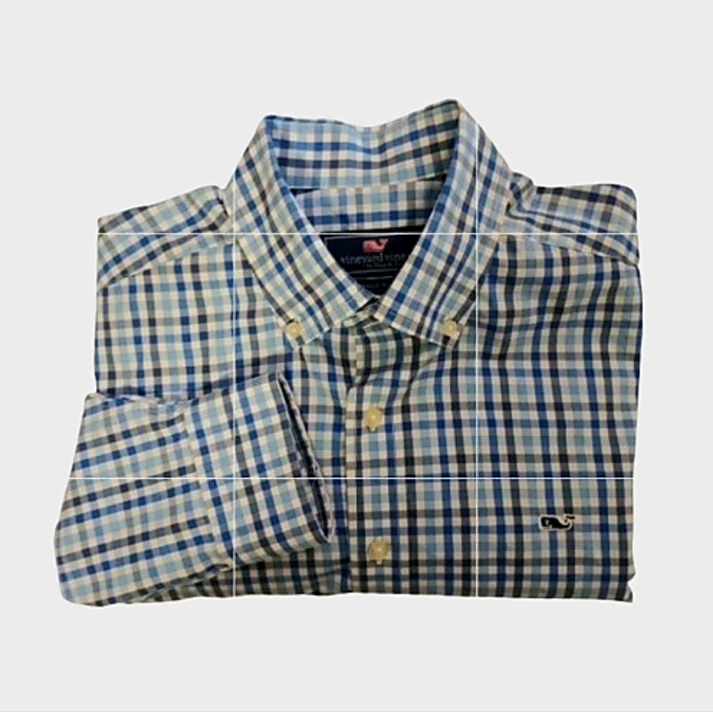 Vineyard Vines Men's Whale Check Button Down Long Sleeve Shirt Size Medium